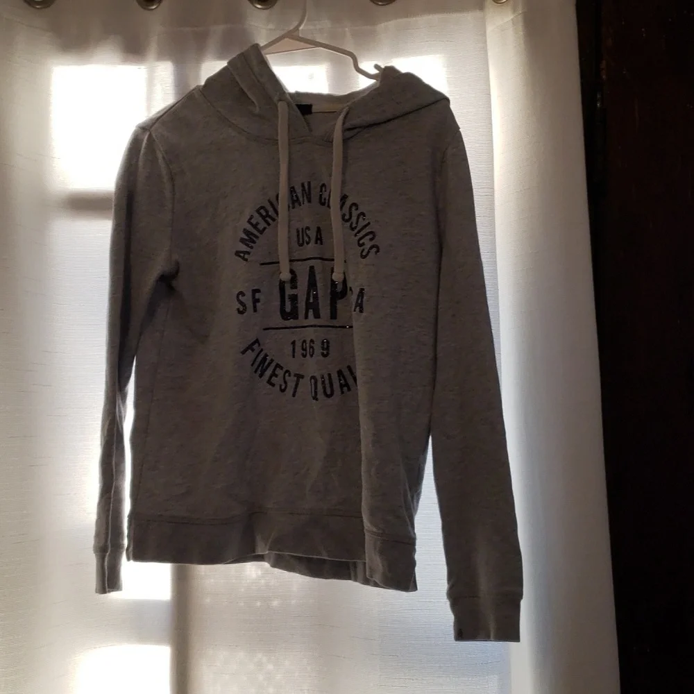 GAP Light gray hoodie size small lettering has shimmer EUC - Picture 1 of 8